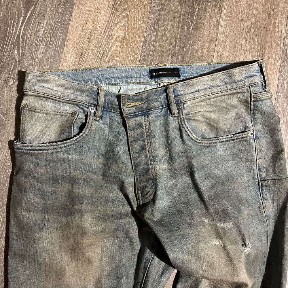 PURPLE DENIM BRAND DISTRESSED PANTS SIZE 36 VINTAGE LOOK 🔥🔥🔥